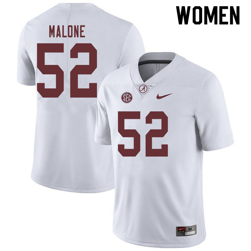 Alabama Crimson Tide Women's Preston Malone #52 White NCAA Nike Authentic Stitched 2019 College Football Jersey VU16M88VP